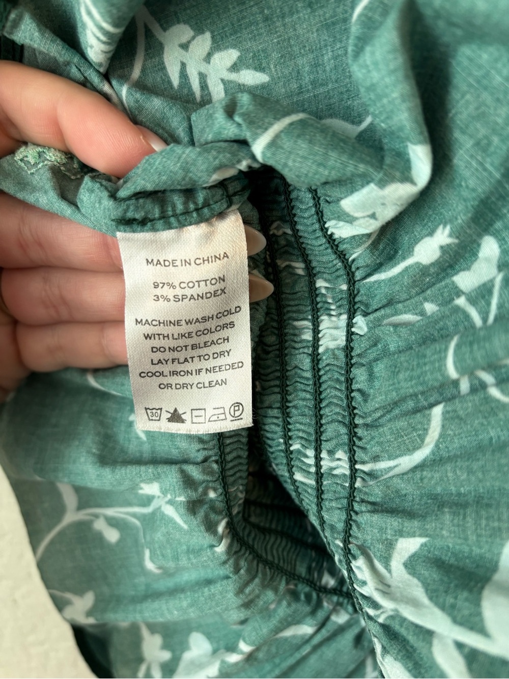 Hill House Smocked Peplum Floral Botanical Emerald Green Paz Top Size Small - Picture 6 of 6